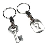 Buwico modernes Design Lock Schlüsselanhänger Ring Schlüsselanhänger für Partner Geschenk Legierung Silber 10 cm/10 cm Länge