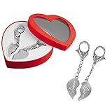 Partner-Schlüsselanhänger - Ein Herz für zwei - das perfekte Liebes-Geschenk mit Gravur: LOVE