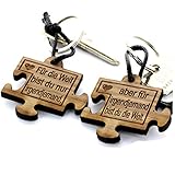 Lieblingsmensch 2er Set Gravur Partner Schlüsselanhänger aus Holz - Modell: Puzzle