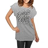 Frauen und Damen lässiges Shirt Bonnie & Clyde BLACK (mit Rückendruck)
