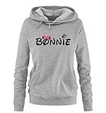 Comedy Shirts - BONNIE - Minnie - Damen Hoodie - Grau / Schwarz-Pink Gr. S