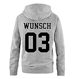 Comedy Shirts - WUNSCH - Herren Hoodie - Grau / Schwarz Gr. L