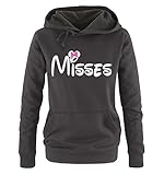 Comedy Shirts - MISSES - Minnie - Damen Hoodie - Schwarz / Weiss-Pink Gr. S