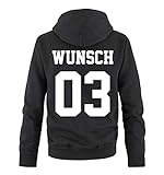 Comedy Shirts - WUNSCH - Herren Hoodie - Schwarz / Weiss Gr. L