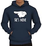 Shirtstreet24, Valentinstag - She's Mine, Kombi Herren Kapuzen Sweatshirt - Pullover Hoodie, Größe: M,Navy
