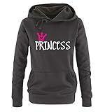 Comedy Shirts - Princess - Damen Hoodie - Schwarz / Weiss-Pink Gr. M