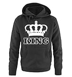 Comedy Shirts - KING - KRONE II - Herren Hoodie - Schwarz / Weiss Gr. XL