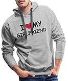 Love Girlfriend Statement Männer Premium Kapuzenpullover von Spreadshirt, S, Grau meliert
