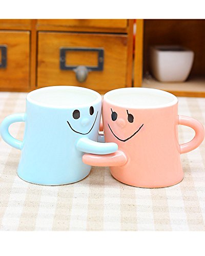 Aidonger Blau-Rosa Gesicht Paare Cup Tassen Becher Set -