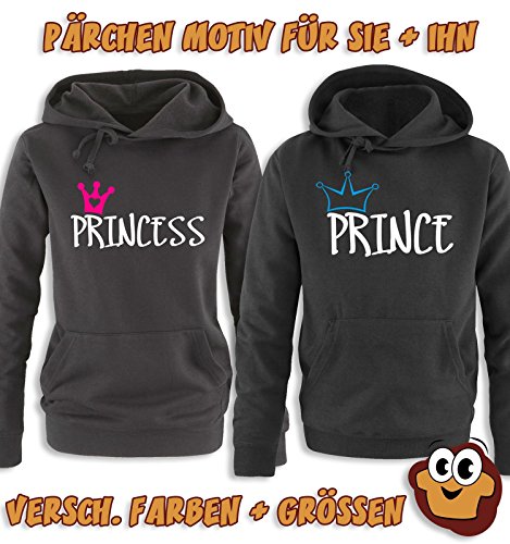 Comedy Shirts - Princess - Damen Hoodie - Schwarz / Weiss-Pink Gr. S -