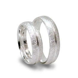 Glanzwelten Set-P-3031 Silberne Trauringe aus 925er Sterlingsilber Ice- frosted - 1