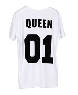 LATH.PIN-T-Shirt für Paar Queen King Motiv für Pärchen in Schwarz oder Weiß Für Hochzeit order Valetinstag -