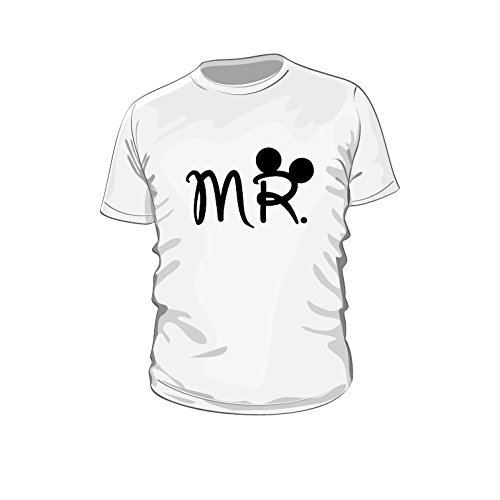 Mr. Marken Fun Shirt für Sie und Ihn Mr. & Mrs. Paar T-Shirts couple T-Shirt für Sie und Ihn, Neu trend, Herren (S, weiß) - 1