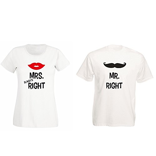 Mr. Right & Mrs. Always Right Partner T-Shirts - Hochzeitsgeschenk - Valentinstagsgeschenk -