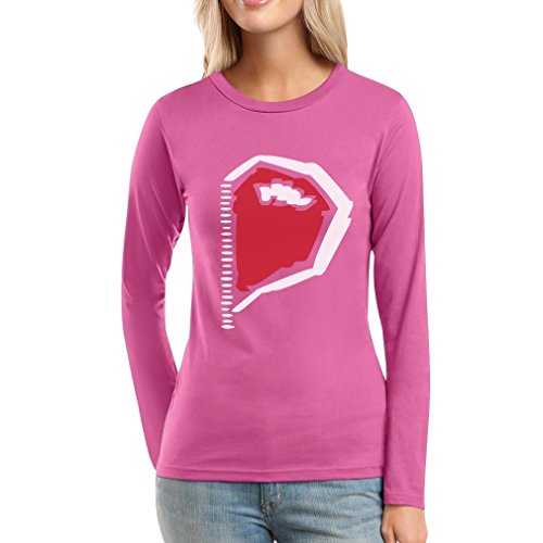 Paarmotiv Herz mit Reißverschluss Süß für Valentinstag Frauen Langarm-T-Shirt XX-Large Rosa -
