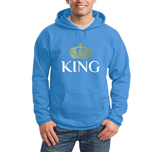 Pärchen Paarmotiv King Königs-Krone Kapuzenpullover Hoodie X-Large california blau -