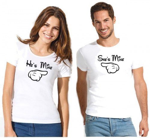 She´s mine & He´s mine T-Shirt Damen Schwarz Gr.L -