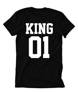 T-Shirt für Paar Queen King Motiv für Pärchen Frauen Herren Schwarz -