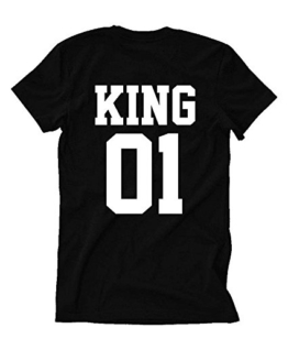 T-Shirt für Paar Queen King Motiv für Pärchen Frauen Herren in Schwarz oder Weiß -