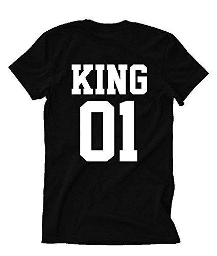 T-Shirt für Paar Queen King Motiv für Pärchen Frauen Herren in Schwarz oder Weiß -