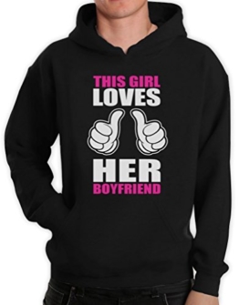 This Girl Loves Boyfriend Paar-Matching Schwarz Medium Kapuzenpullover Hoodie -