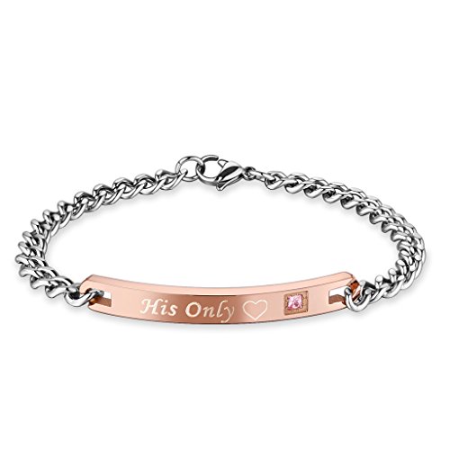 AmorFeel His Only Her One Edelstahl his und Hers Paar Armband (2) -