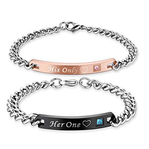 AmorFeel His Only Her One Edelstahl his und Hers Paar Armband (2) -