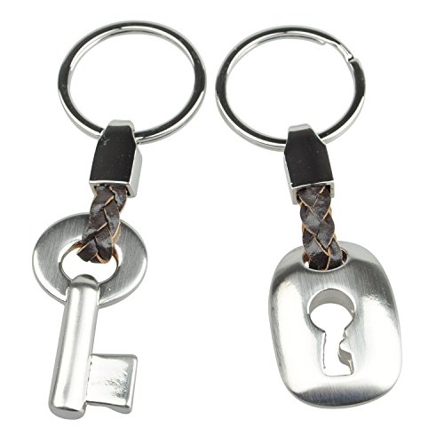 Buwico modernes Design Lock Schlüsselanhänger Ring Schlüsselanhänger für Partner Geschenk Legierung Silber 10 cm/10 cm Länge -