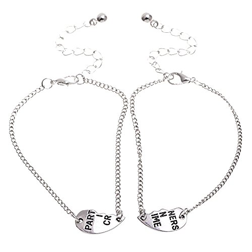 Contever® 1 Paar Jewelry Ewige Liebe Edelstahl Armband Gravur mit "Partners In Crime" - und ist ideal zum Verschenken -