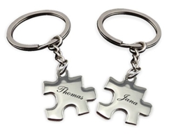 Schlüsselanhänger "Partner Puzzle" mit Gravur Wunschname -
