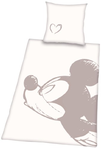 Herding 447840050 Partner Bettwäsche Mickey Mouse, Kopfkissenbezug 80 x 80 cm und Bettbezug 135 x 200 cm, 100 % Baumwolle, Renforce -