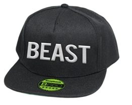 Beast, Snapback Cap mit Leuchtgarn bestickt, Neon im Dunkeln, 6-Panel, Neuheit! / pureblack -