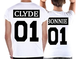Cold & Heartless Partner Look Pärchen T-Shirt Set Bonnie Clyde für Pärchen als Geschenk (Damen Gr. S + Herren Gr. M) -
